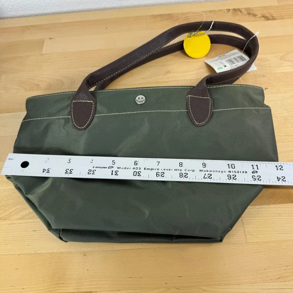 Joe Boxer Olive Green Nylon Tote Bag Smiley Face Charm Y2K Vintage Style NEW